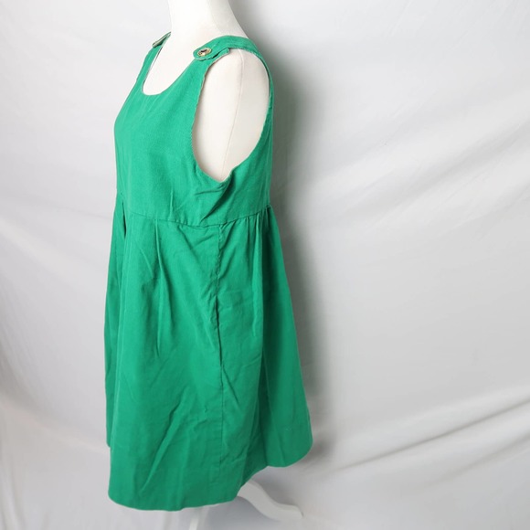 Vintage 70s kelly green corduroy mini overall jumper pinafore dress S - Picture 3 of 5